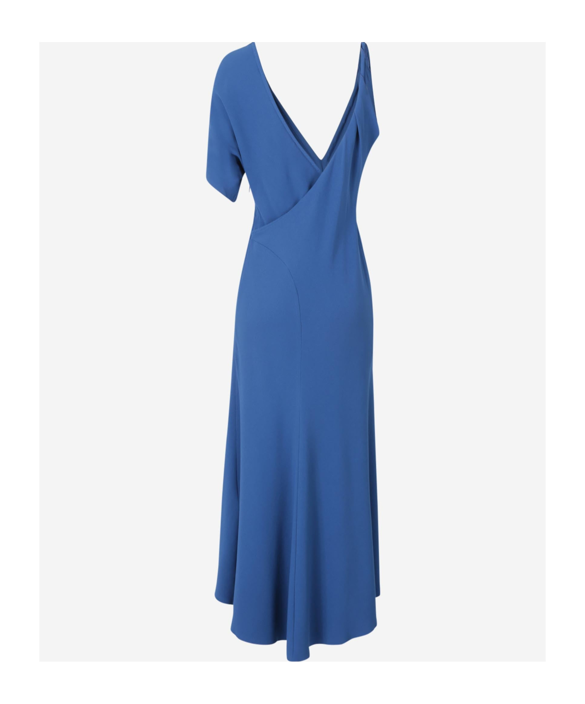 Shop Victoria Beckham Ruched-detail Asymmetric Midi Dress In Blue