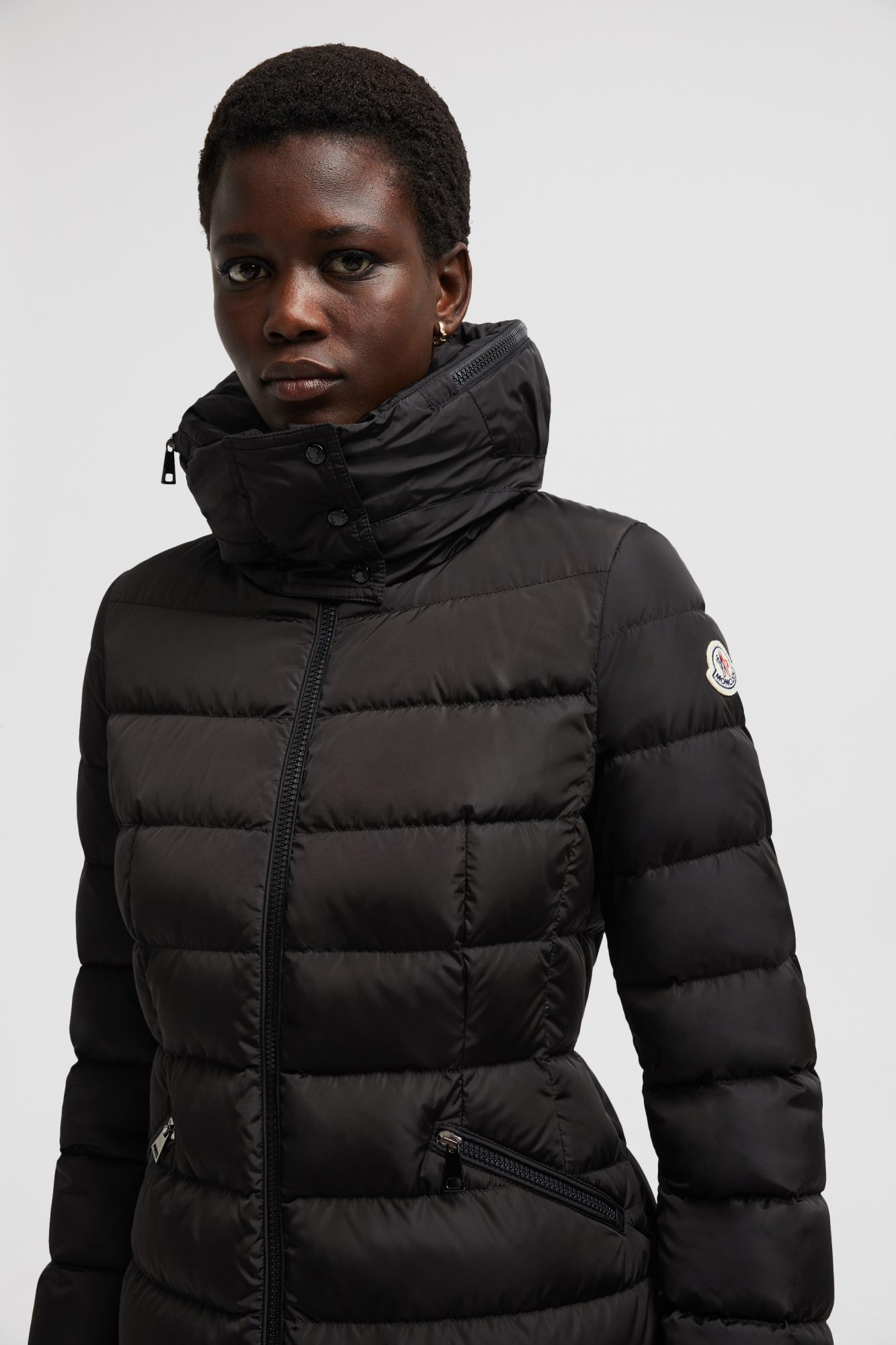 Moncler Flammet Long Down Jacket In Black