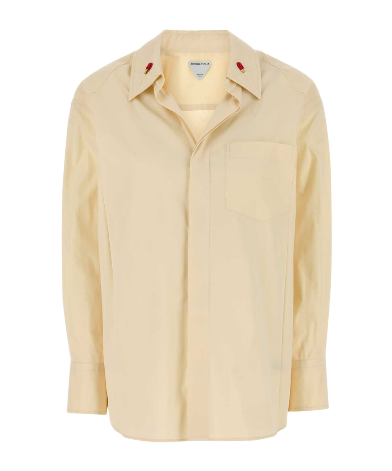 Bottega Veneta Cream Shirt In Cotton And Silk In Nude