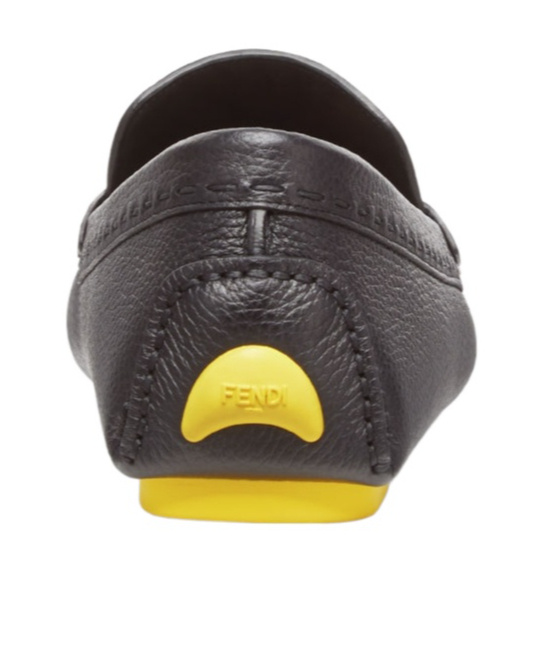 Fendi Ff Squared Leather Loafers In Black