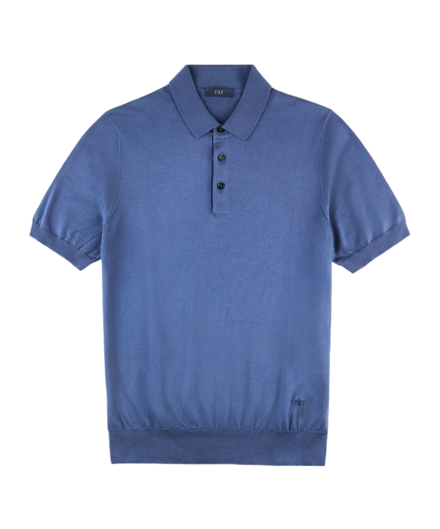 Fay Polo Shirt In Silk And Cotton In Blue