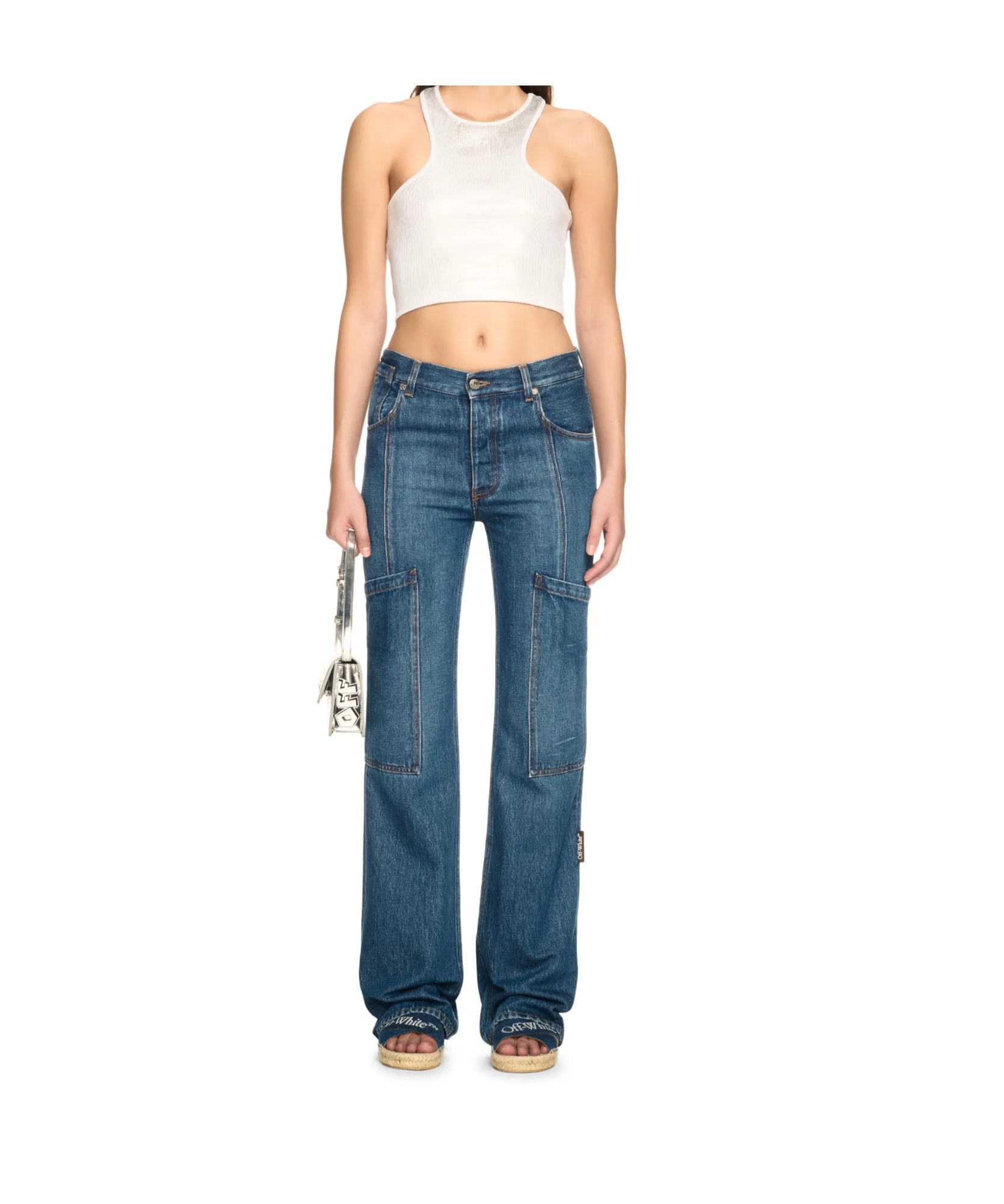 Off-white Straight-leg Cargo Jeans In Blue