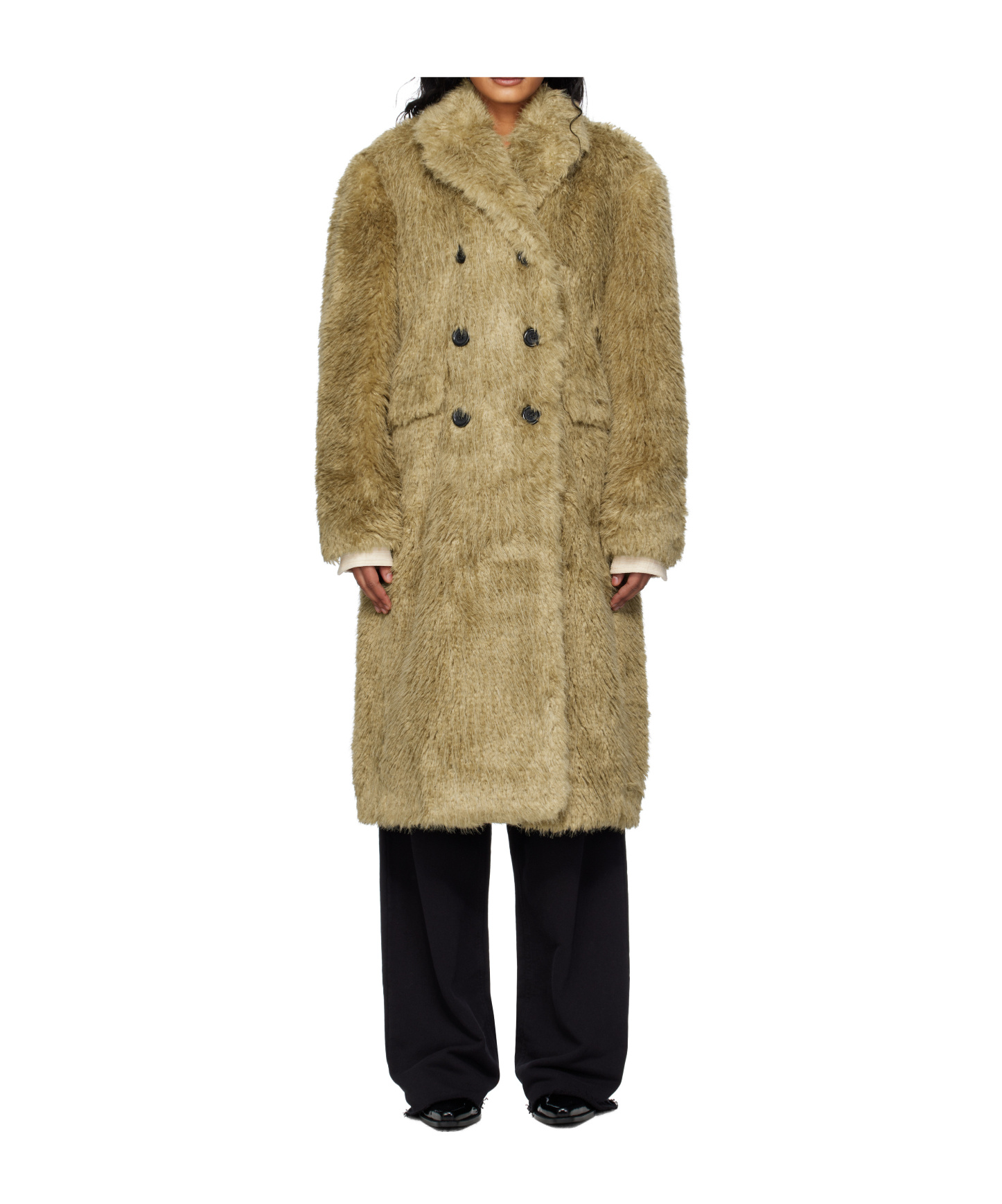 Andersson Bell Fields Buttons Faux Fur Coat In Brown