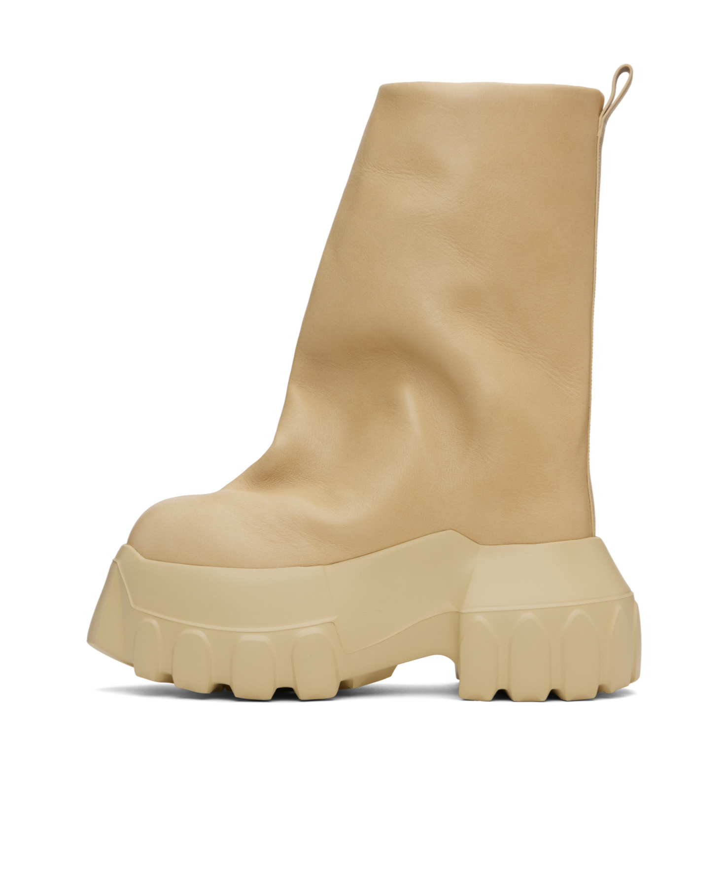 Rick Owens Beige Hollywood Flared Mega Tractor Boots In Nude