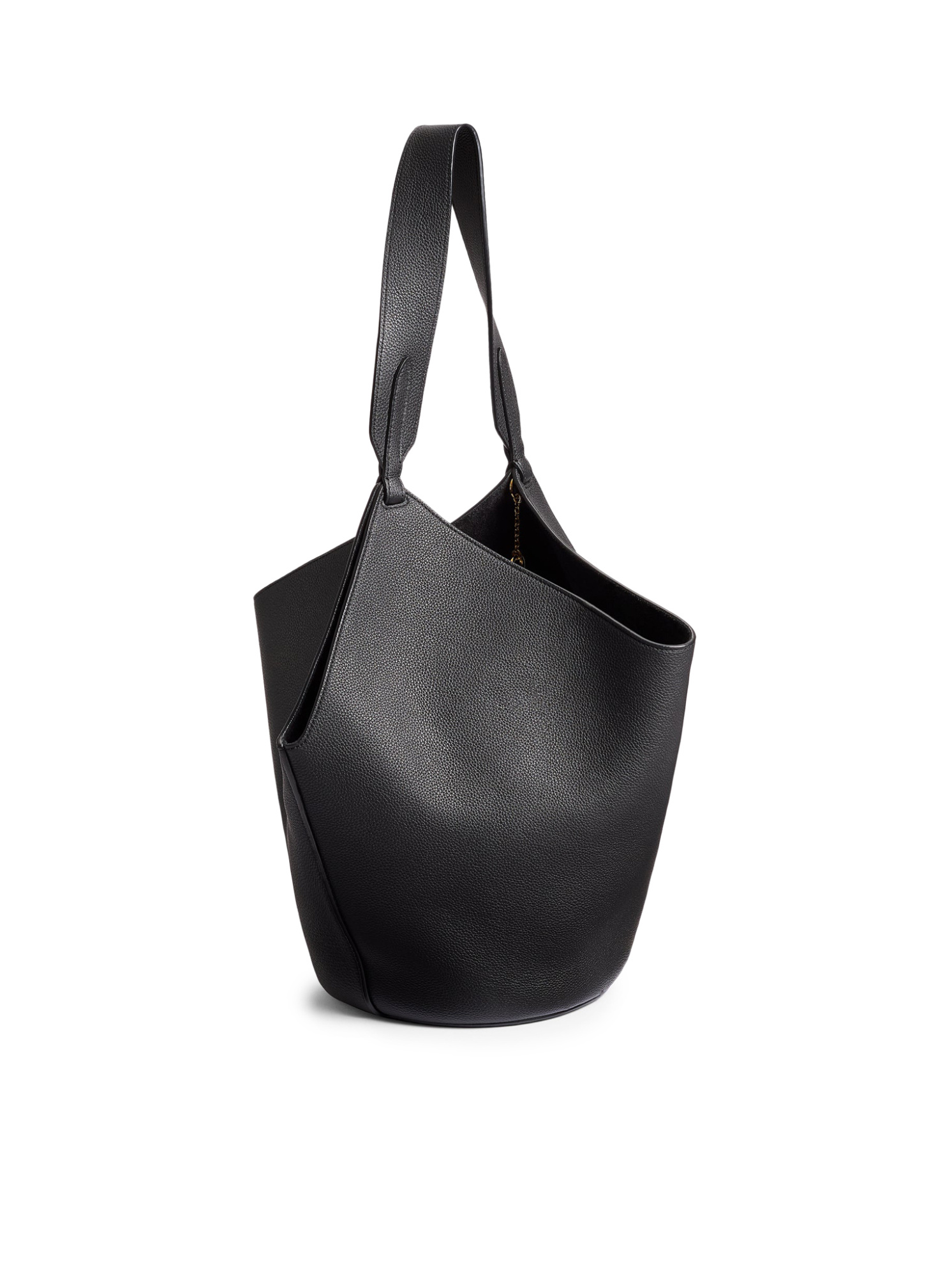 Khaite Small Lotus Leather Top Handle Bag In Black