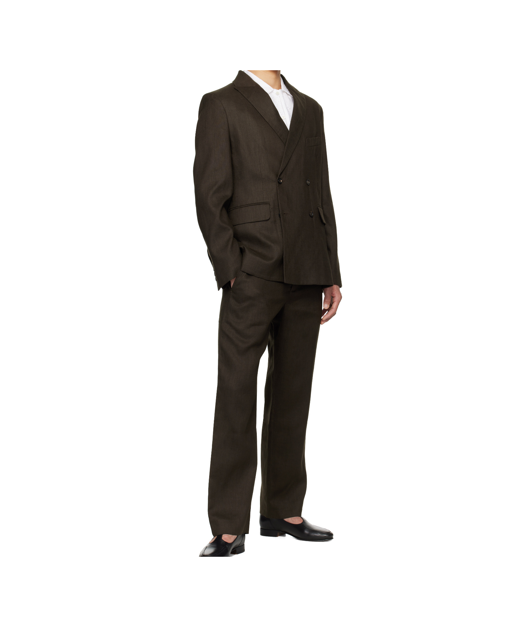 Bode Nrown Lightweight Linen Side-buckle Trousers In Black