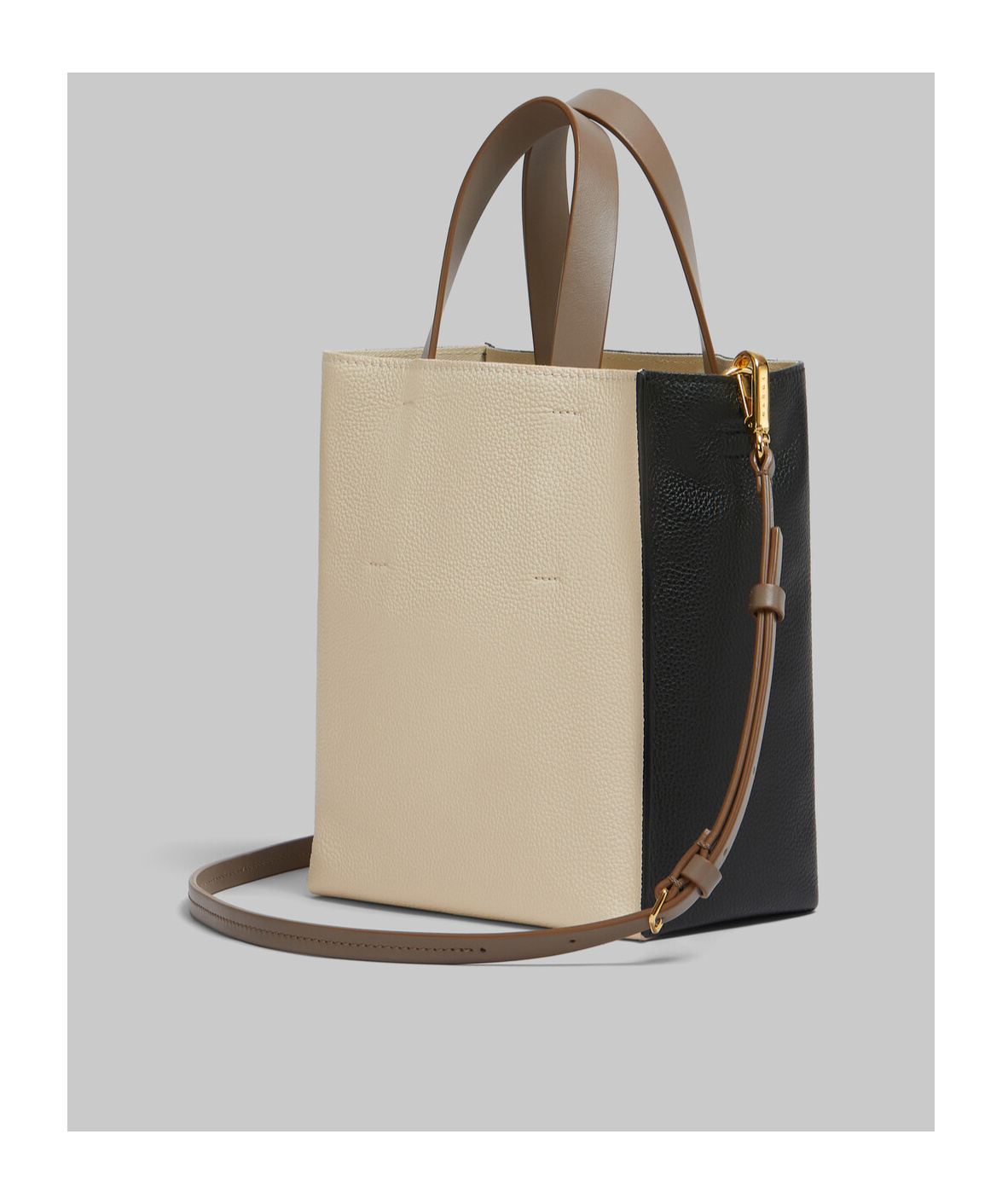 Marni Borsa A Mano Museo Mini In Pelle Bicolor Donna In Black
