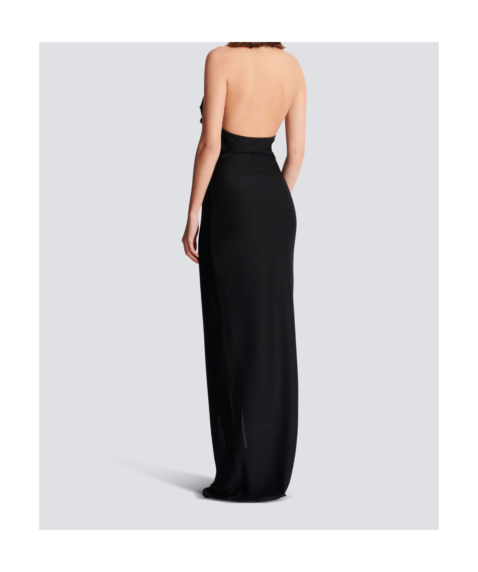 Balmain 6 Buttons Long Halterneck Knit Dress Clothing In Black