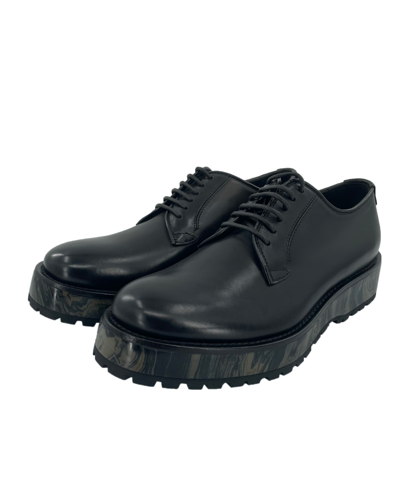 Emporio Armani Round Head Lacing Business Shoes In Black