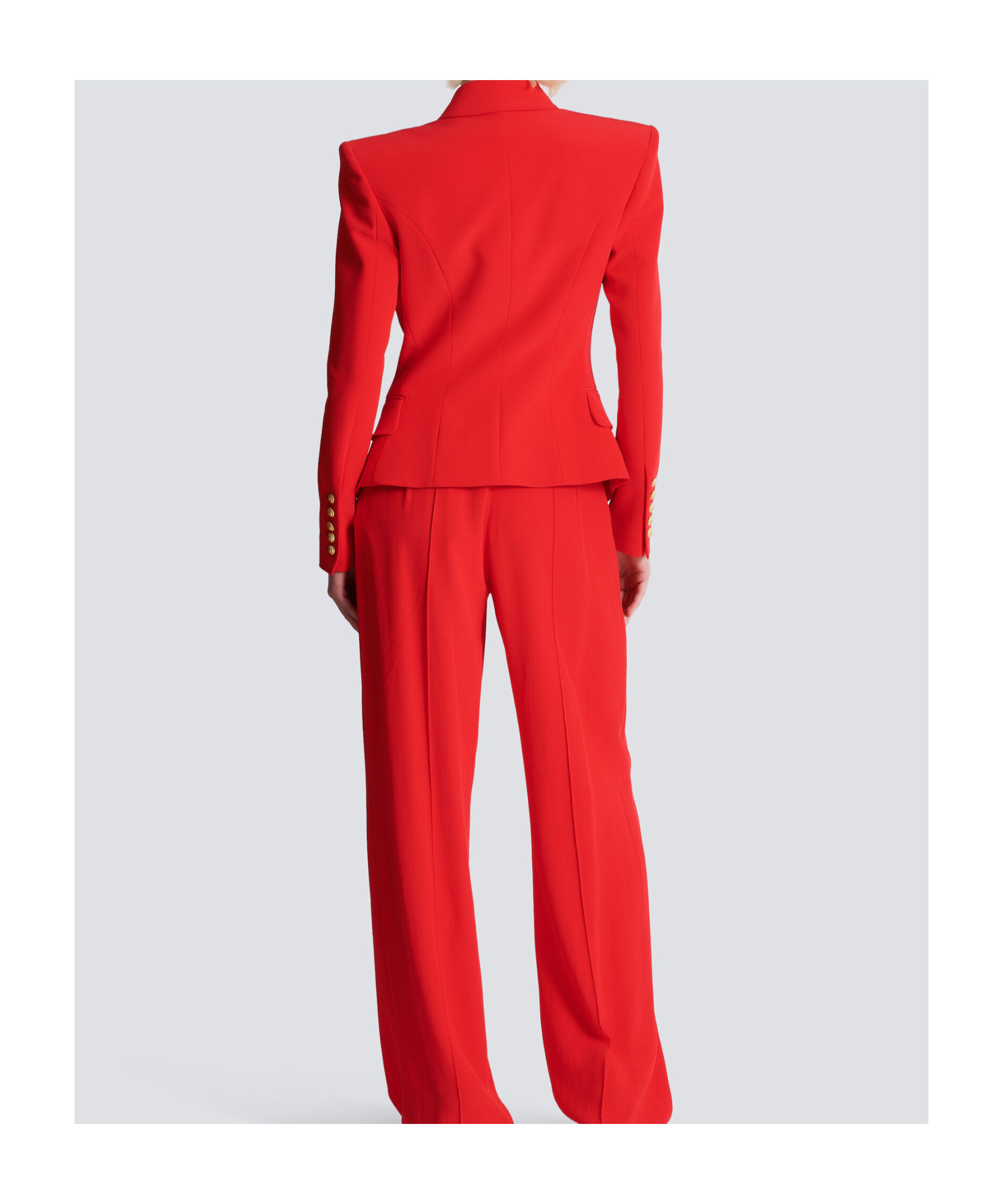 Balmain Lapels Double-breasted Blazer Peak In Red