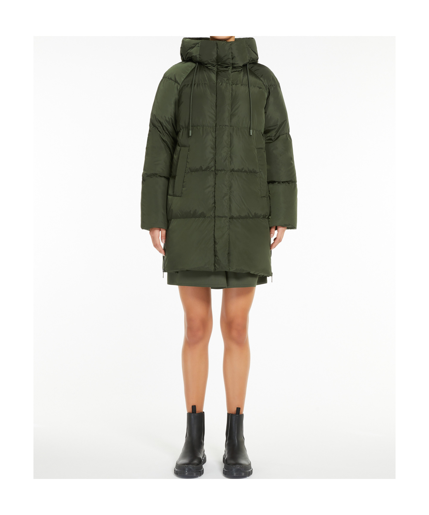 Weekend Max Mara Hooded Down Jacket In Green