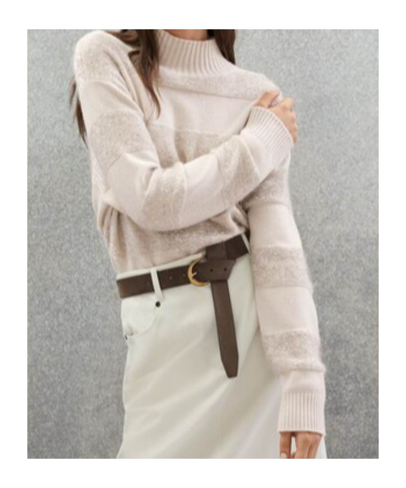 Brunello Cucinelli Long Sleeve Turtle Neck Sweater In White