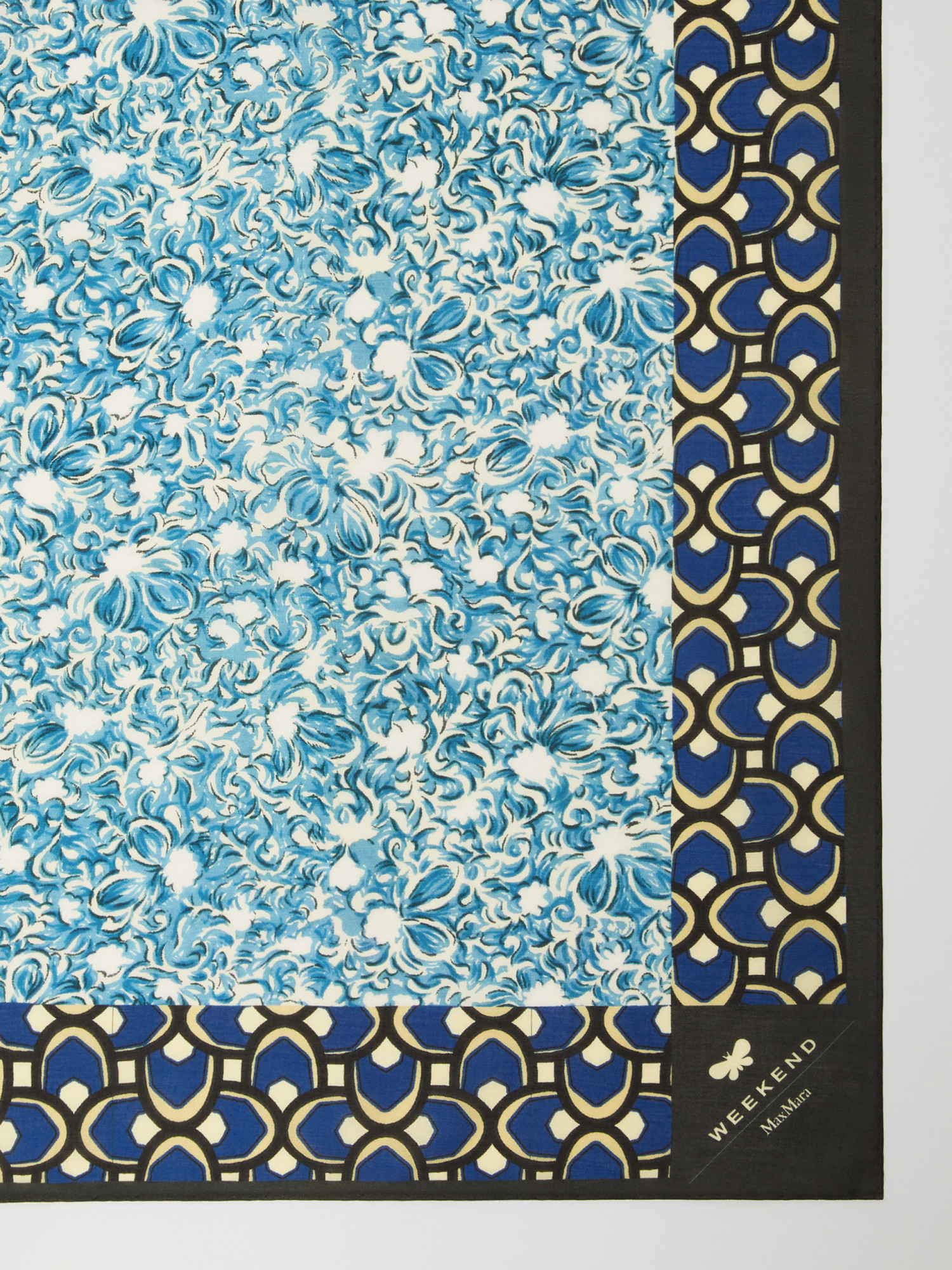 Weekend Max Mara Modal And Printed Silk Shawl In Blue