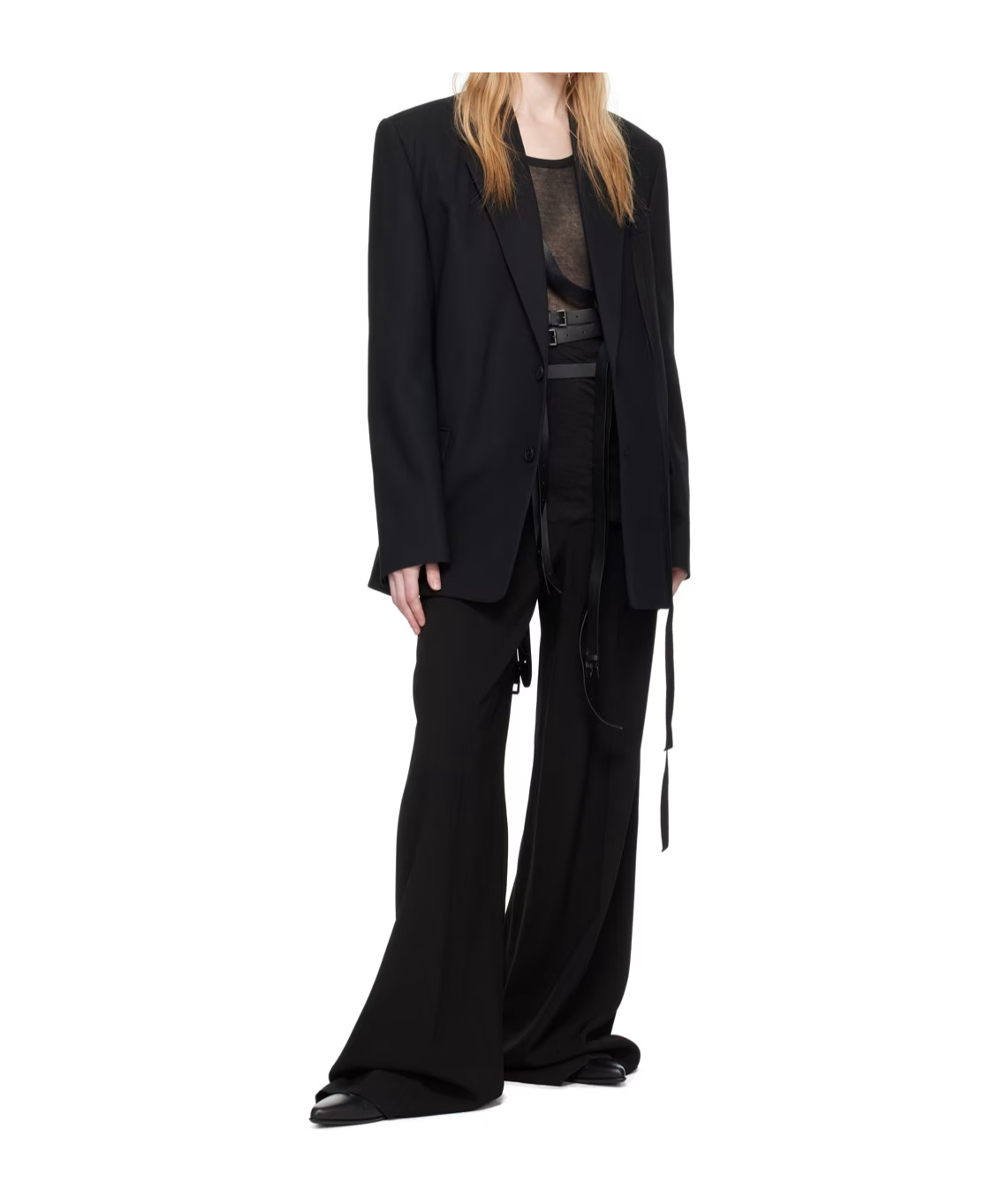 Ann Demeulemeester Lizzie Button-down Suit Coat In Black