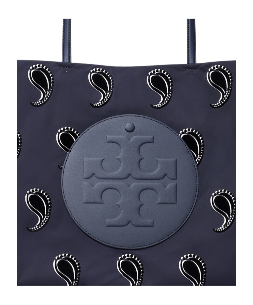 Tory Burch Ella Paisley-pattern Double T Motif Tote Bag In Blue