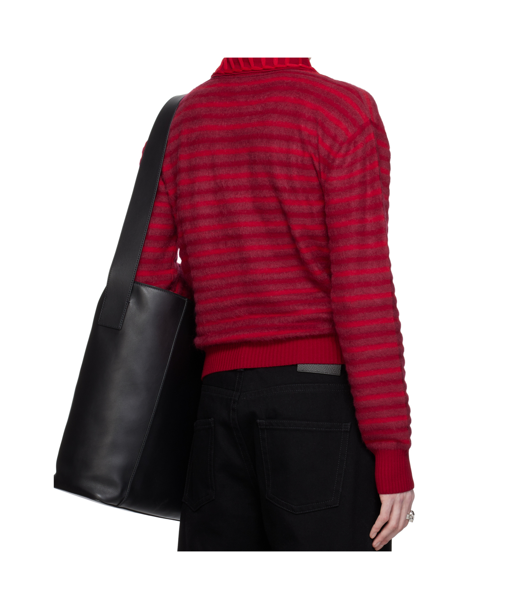 Alexander Mcqueen Stripe Knt Crop Polo In Red