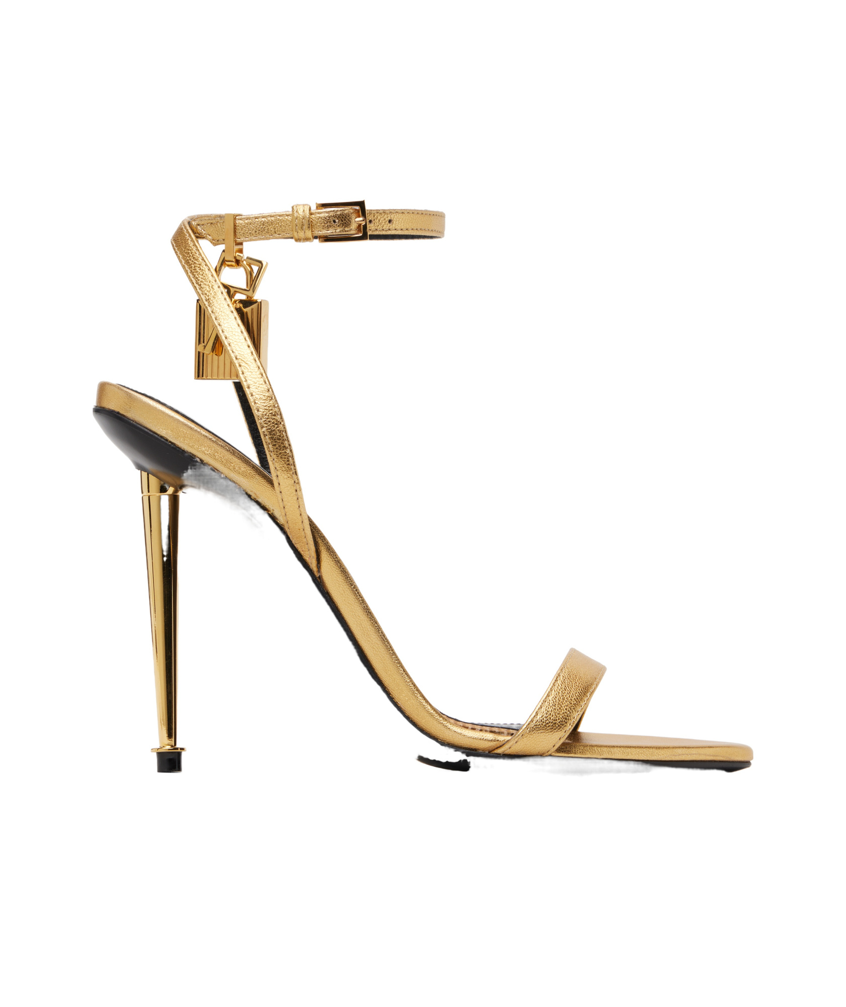 Tom Ford Lock-shaped Pointed-toe Open-toe Sandals In Gold