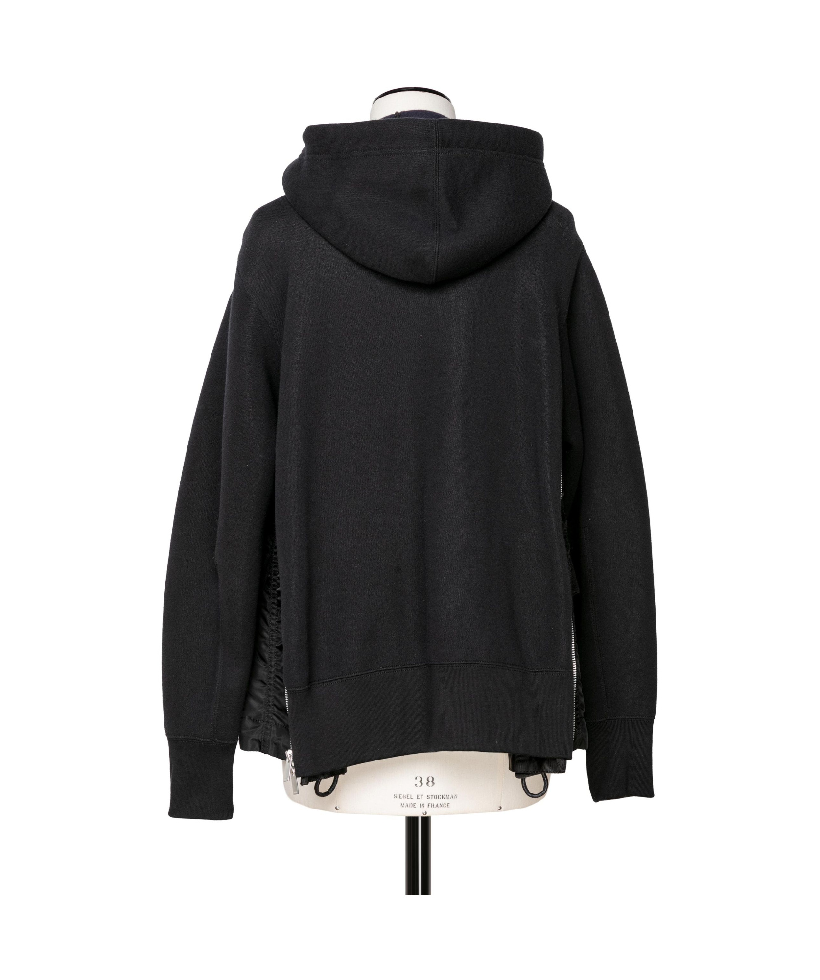 Sacai Sponge Sweat Zip-up Hoodie In Black