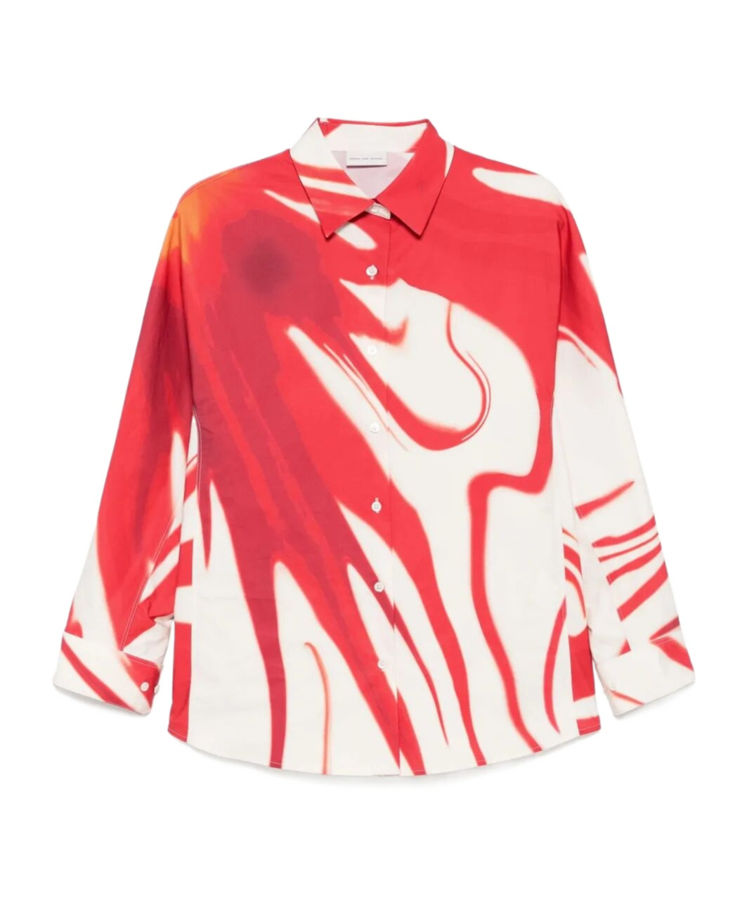 Dries Van Noten Casio Bold Print Collared Neck Shirt In Red