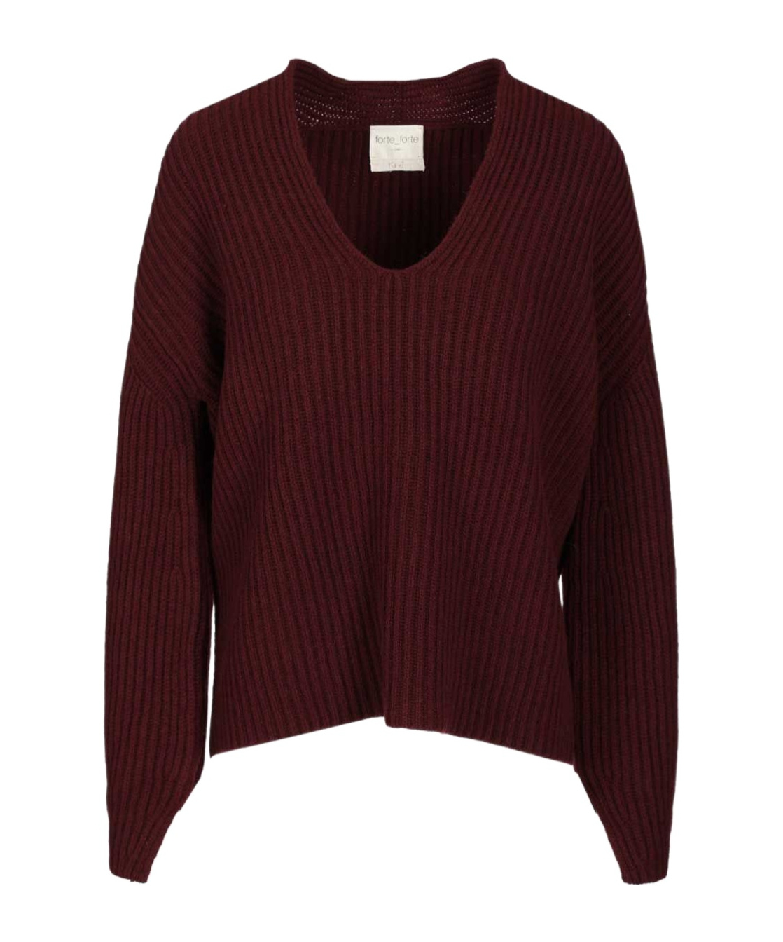 Forte Forte Long-sleeved V-neck Sweater In Burgundy