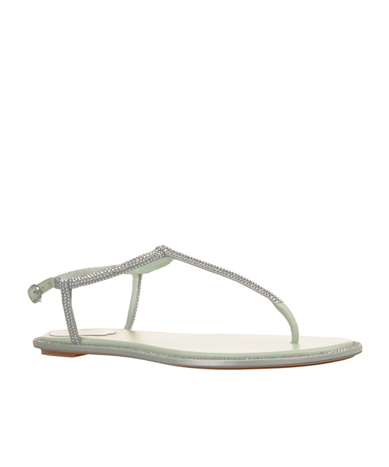 René Caovilla Diana White Sandal With Crystals 10 In Gray