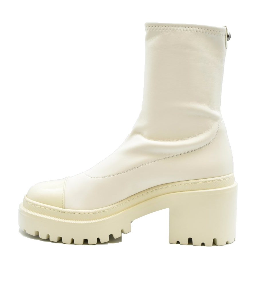 Giuseppe Zanotti Multicolor Leather Ankle Boots With Block Heel In White
