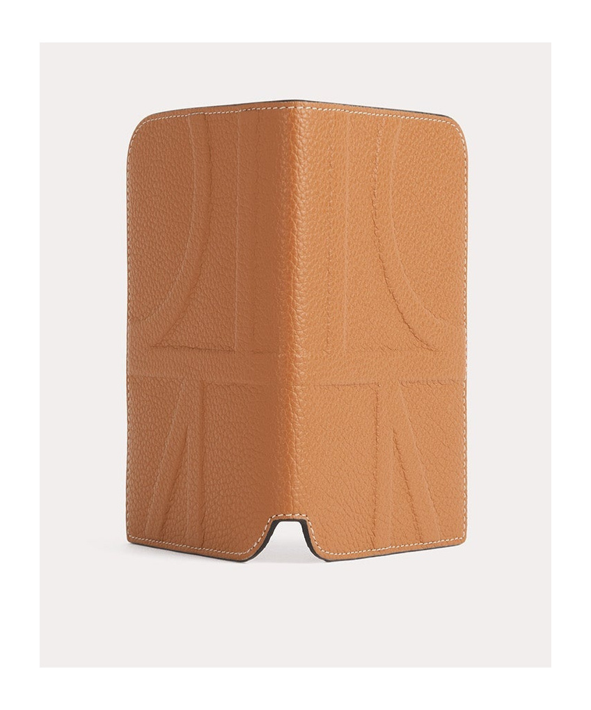 Totême Monogram Leather Passport Holder In Brown