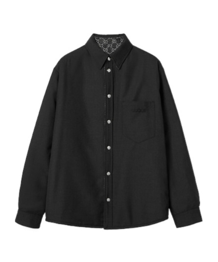 Gucci Reversible Wool And Gg Denim Shirt In Black