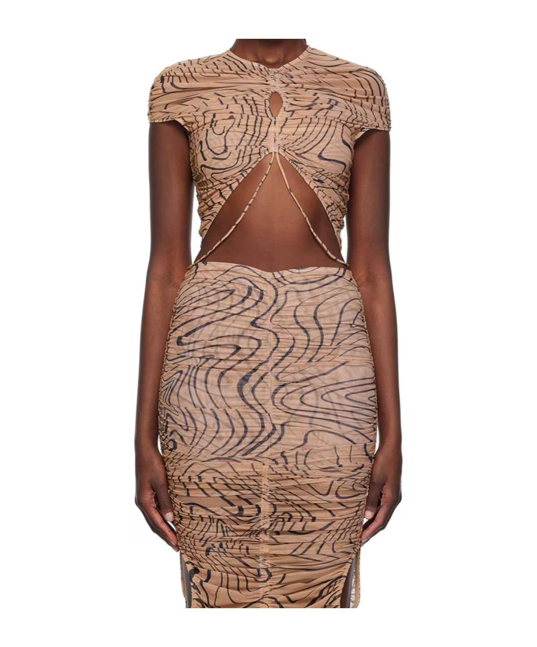 Mugler Tan Printed T-shirt In Brown