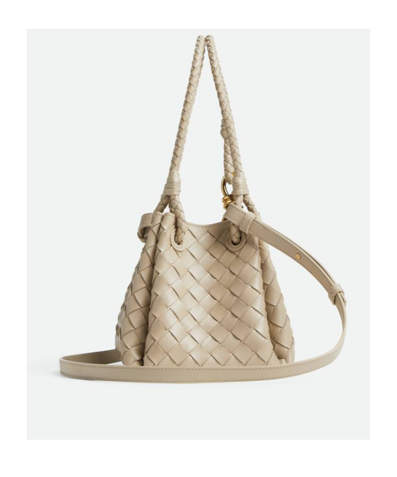 Bottega Veneta Small Andiamo Intrecciato Leather Crossbody Bag In Nude