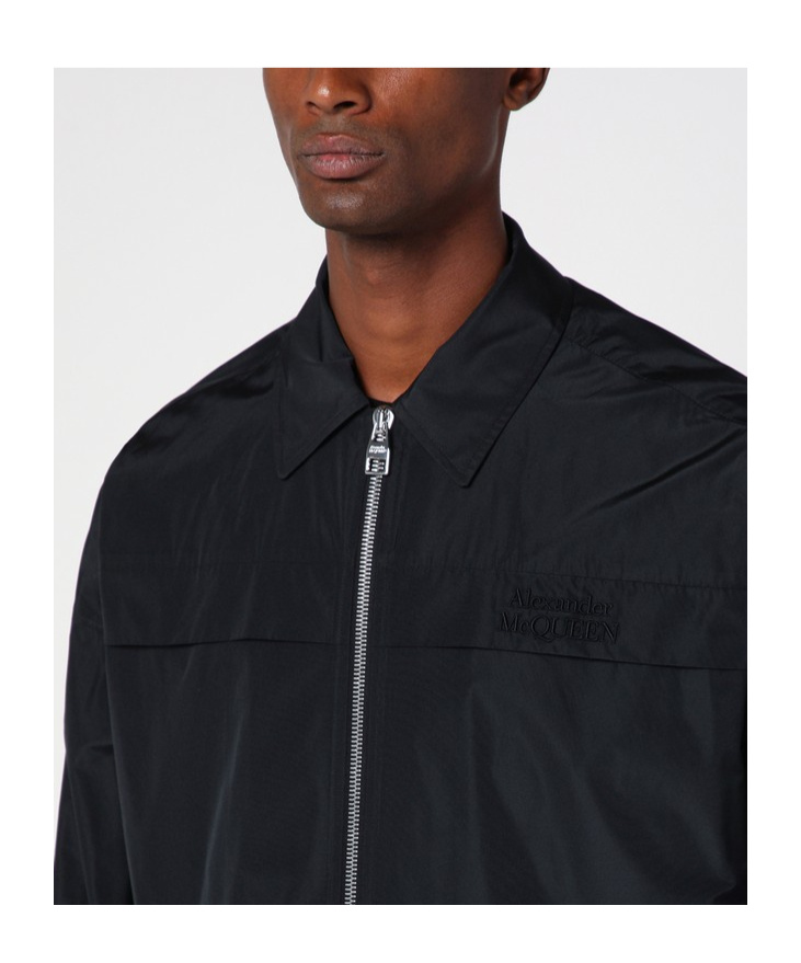 Alexander Mcqueen Logo-embroidered Zip-up Jacket In Black