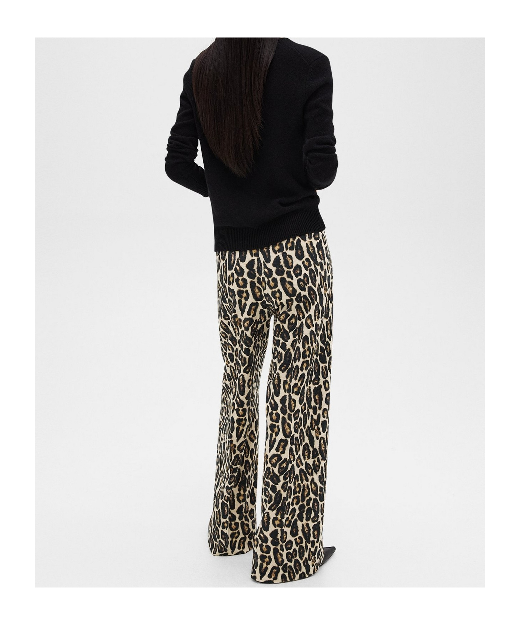 Shop Theory Stretch Leopard Relaxed Straight Pants In Black