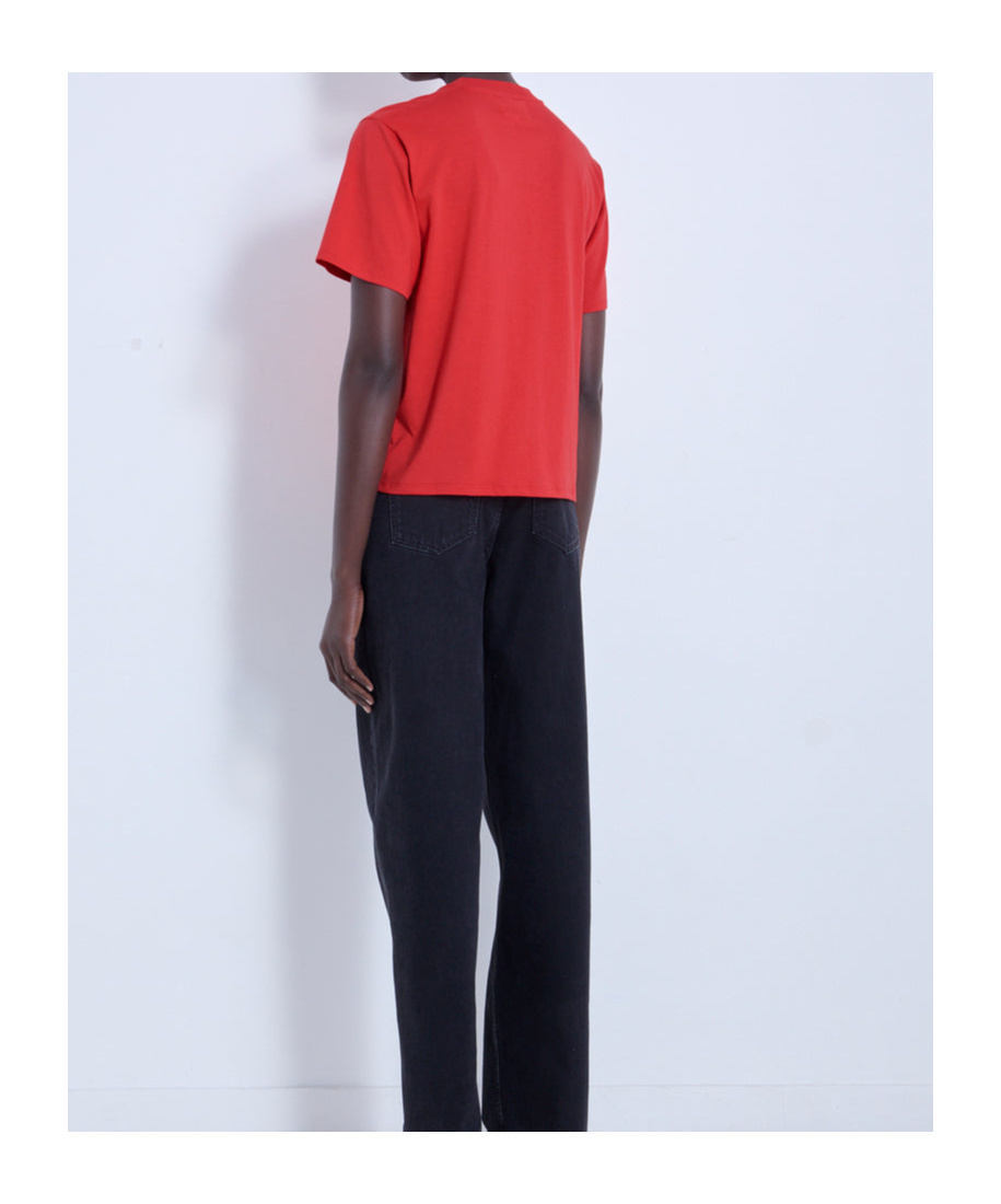Loulou Studio Open-necked Black Shirt In Red