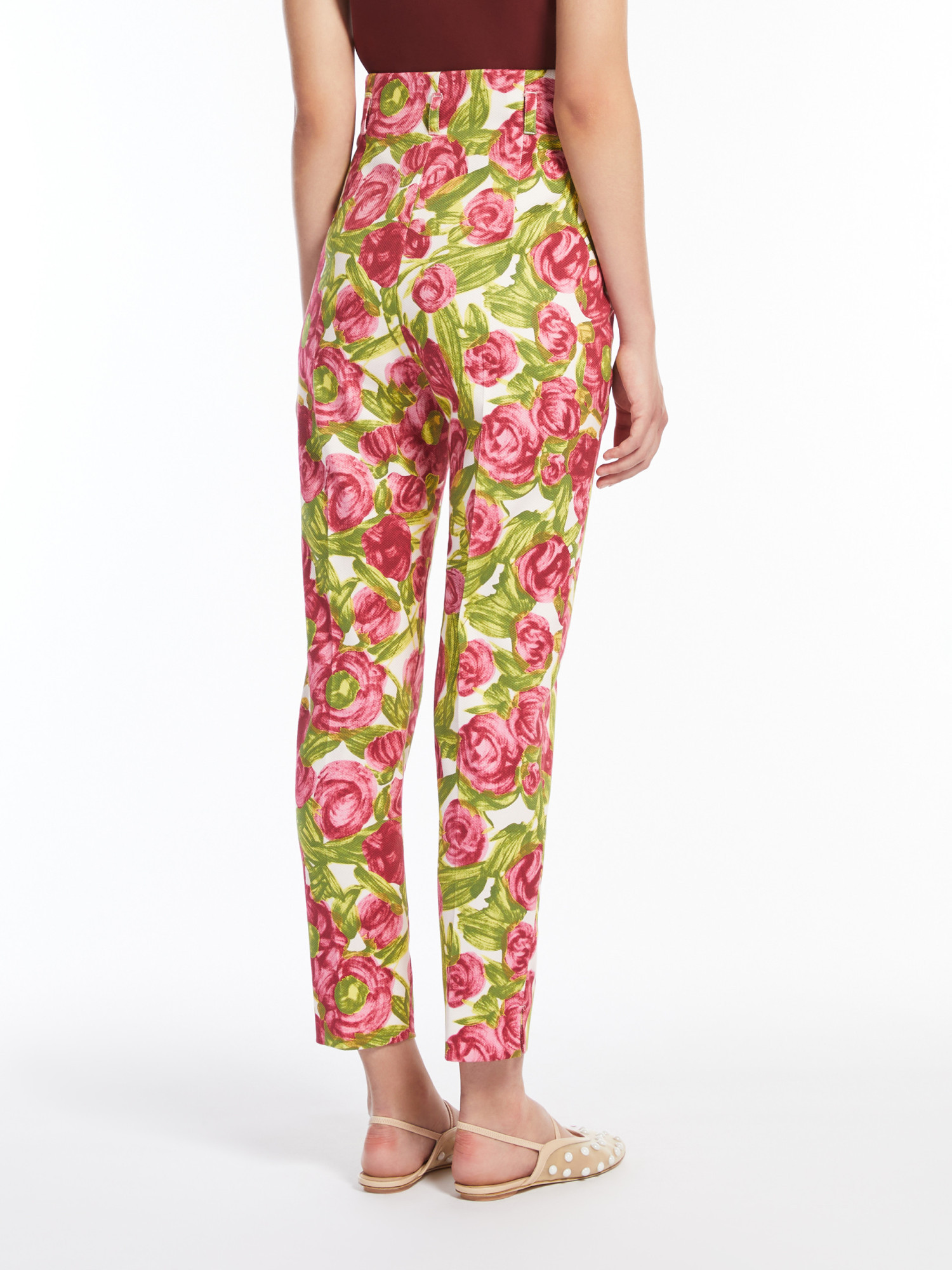 Weekend Max Mara Pantalon En Coton Stretch Imprimé In Multicolor