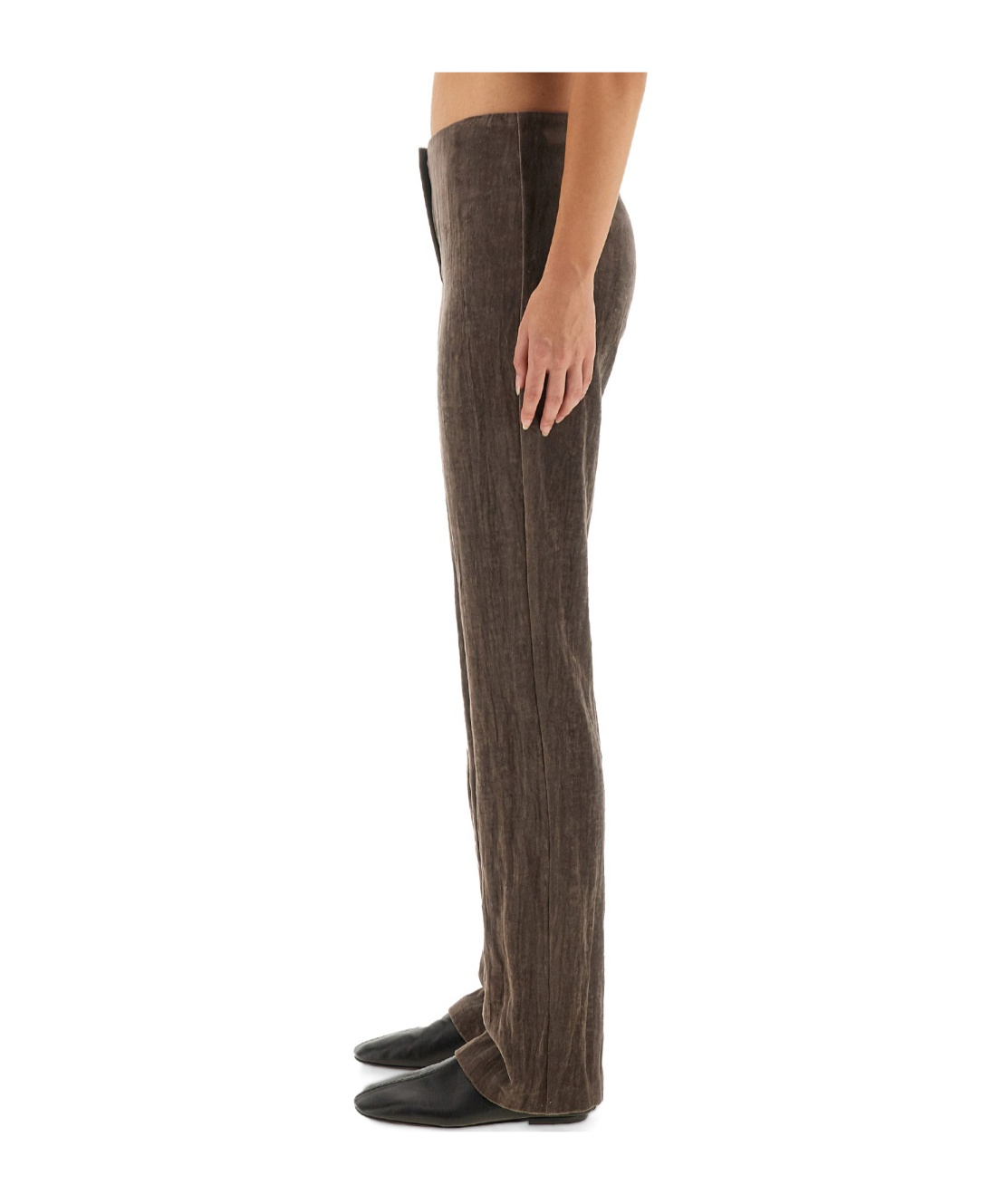 Alysi High-waisted Casual Pants In Brown