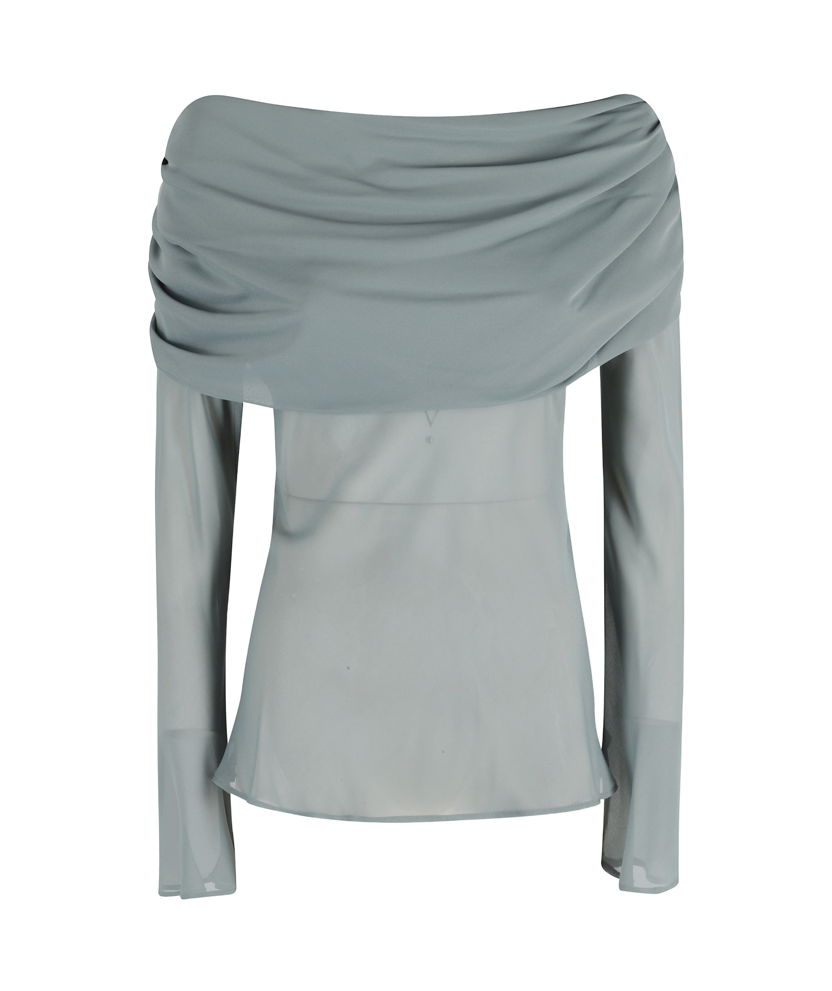 Semicouture Dew-toned Semi Couture Blouse With Off-shoulder Design In Green