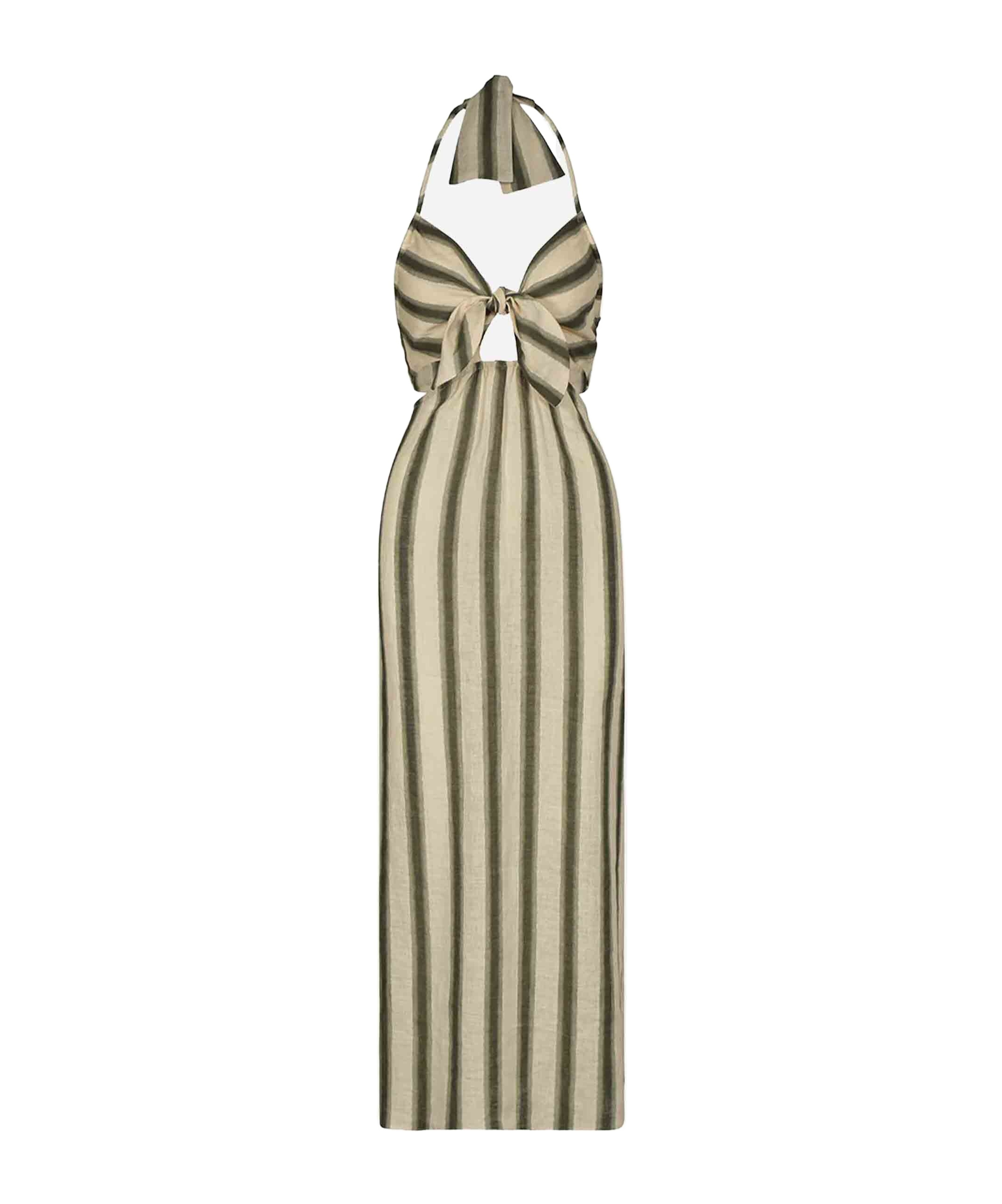 Shop Johanna Ortiz Striped Dress In Nude