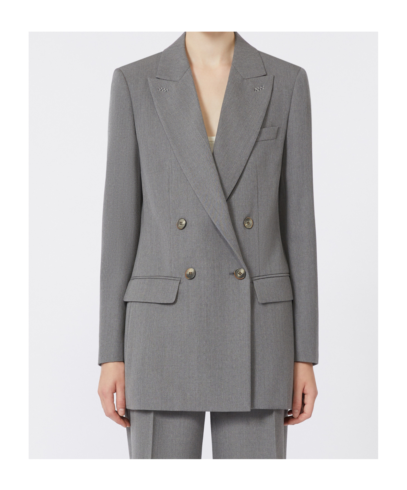 Max Mara Wool Grain Blazer In Gray