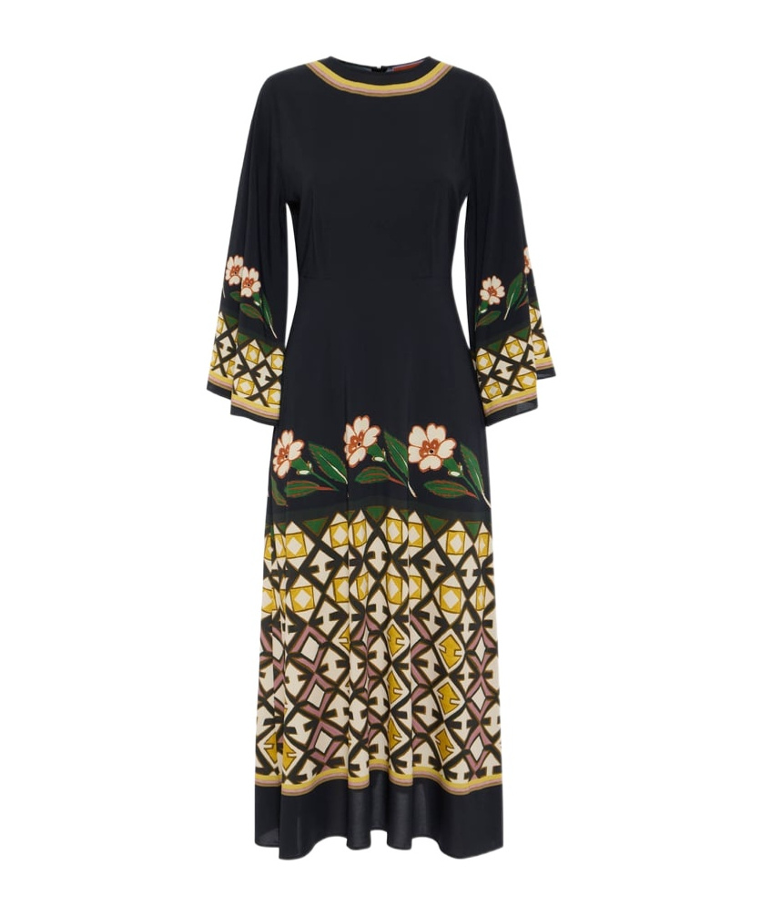 La Doublej Sorella Flare-sleeve Midi Dress In Black