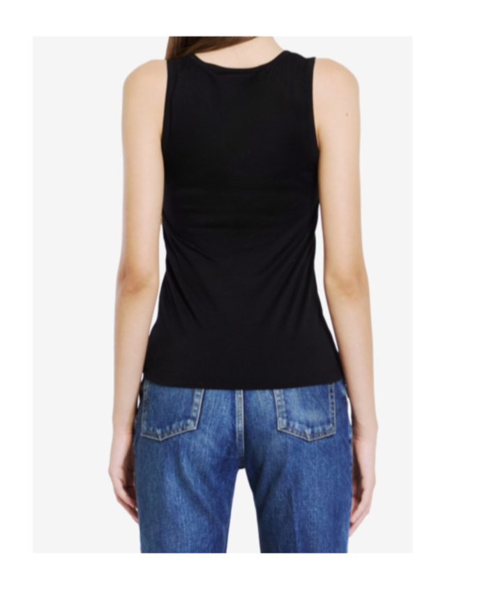 Saint Laurent Logo-embroidered Tank Top In Black