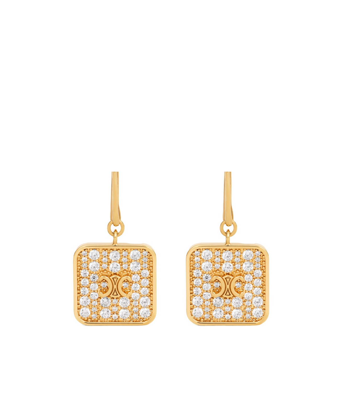 Celine Logo Earrings In Yellow