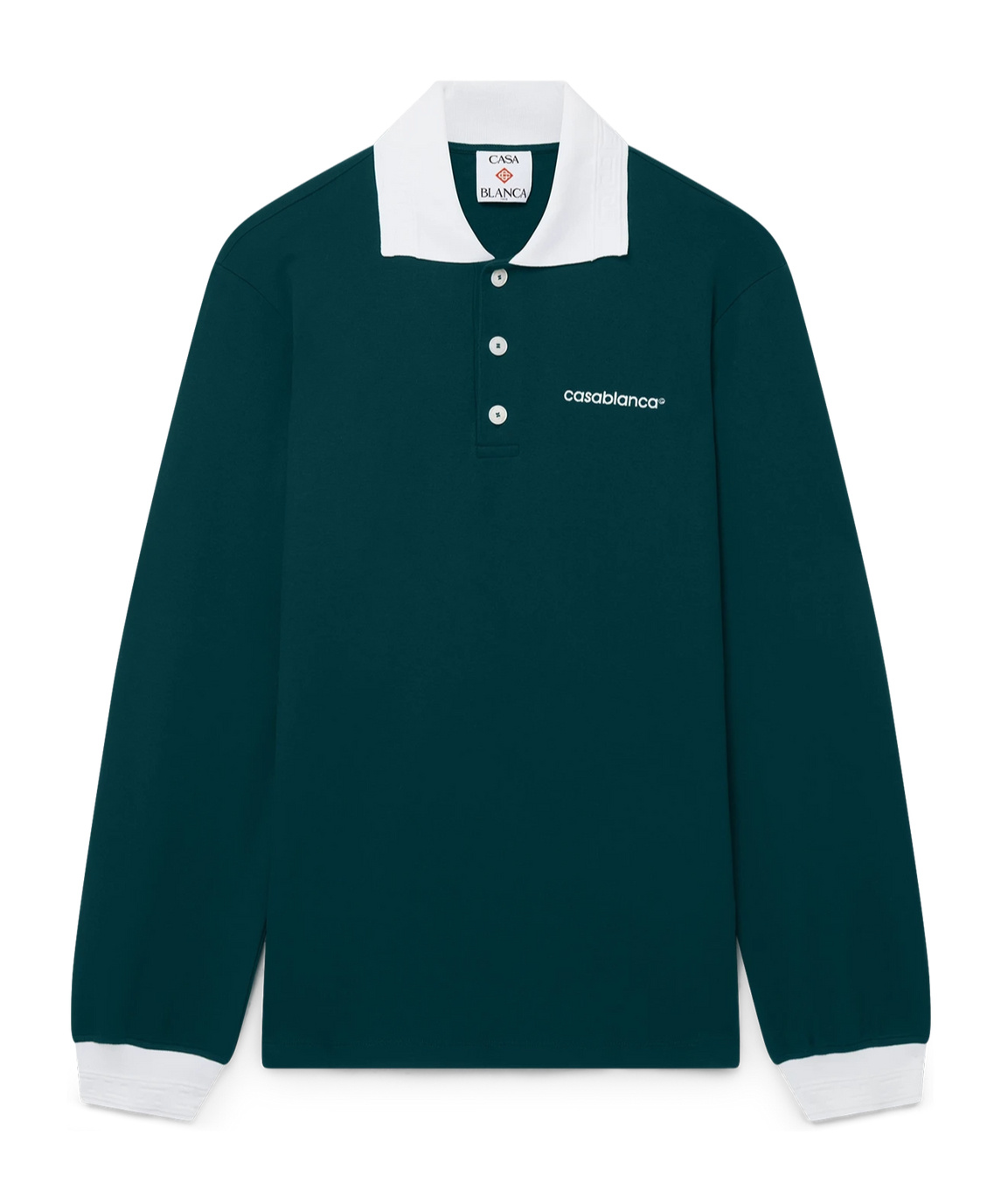 Casablanca Green Polo Shirt With Classic Collar And Logo Lettering On The Front In Green