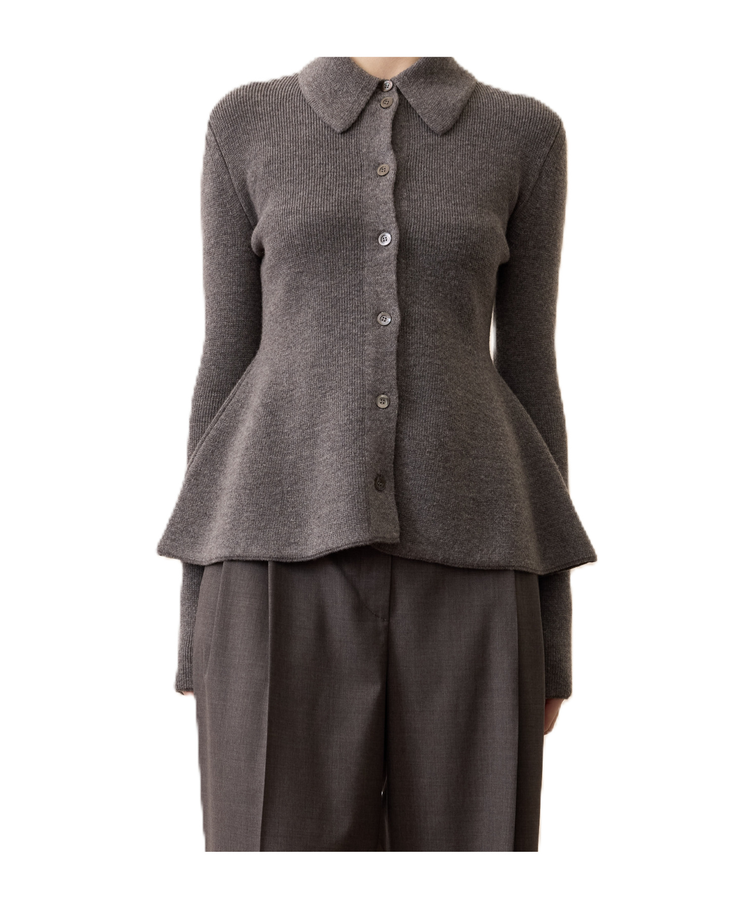 Rohe Long-sleeved Knitted Cardigan In Gray