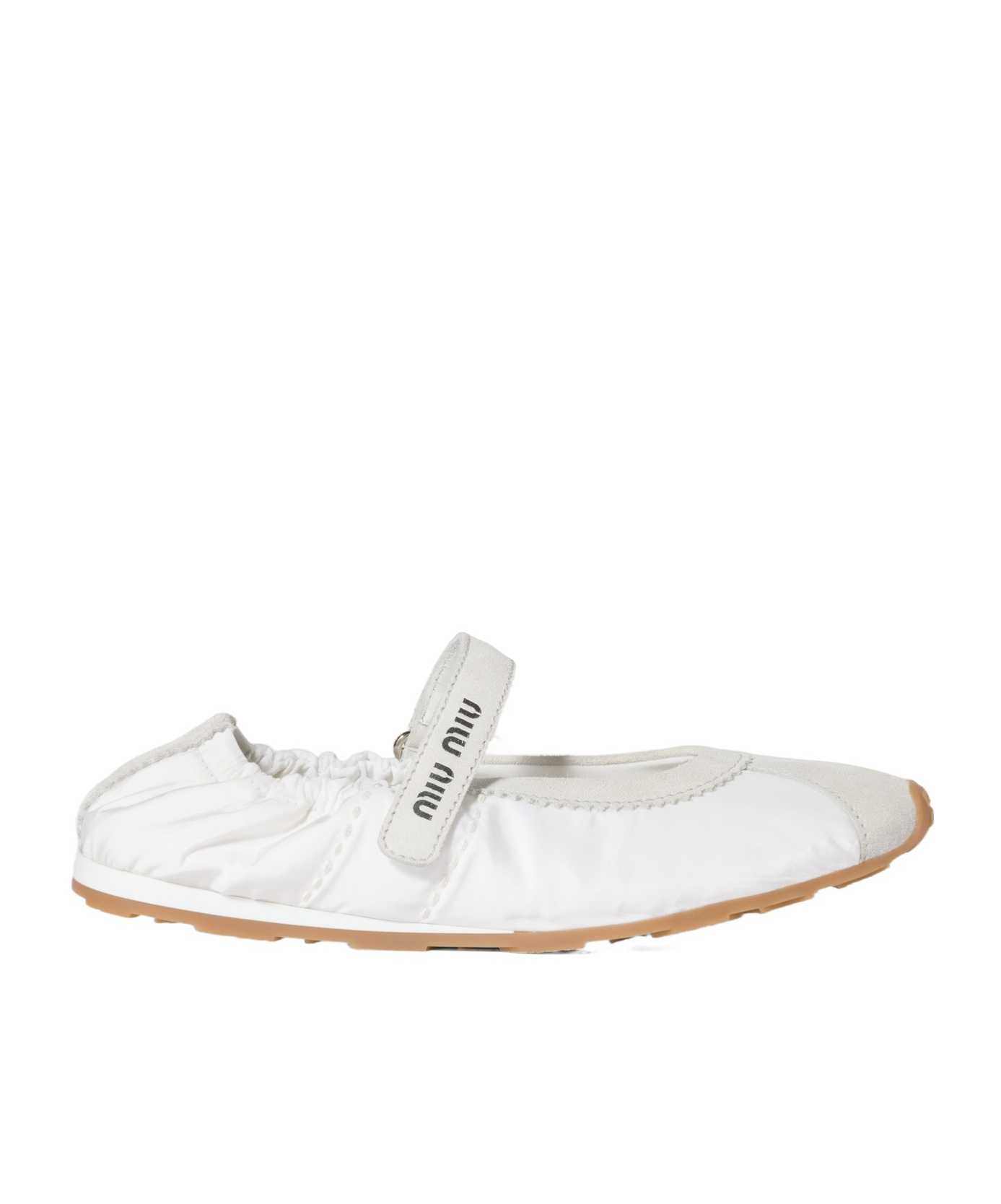 Miu Miu Plume Technical Fabric And Suede Ballerinas