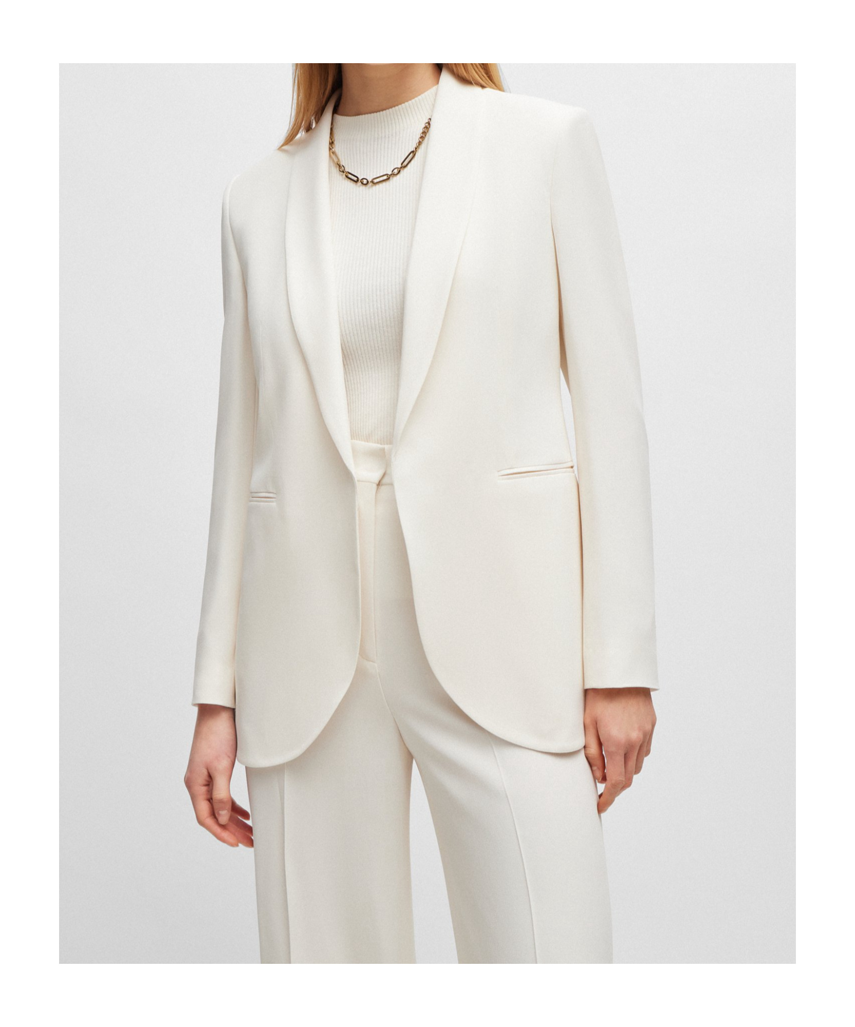 Hugo Boss Regular-fit Jacket With Edge-to-edge Front In White