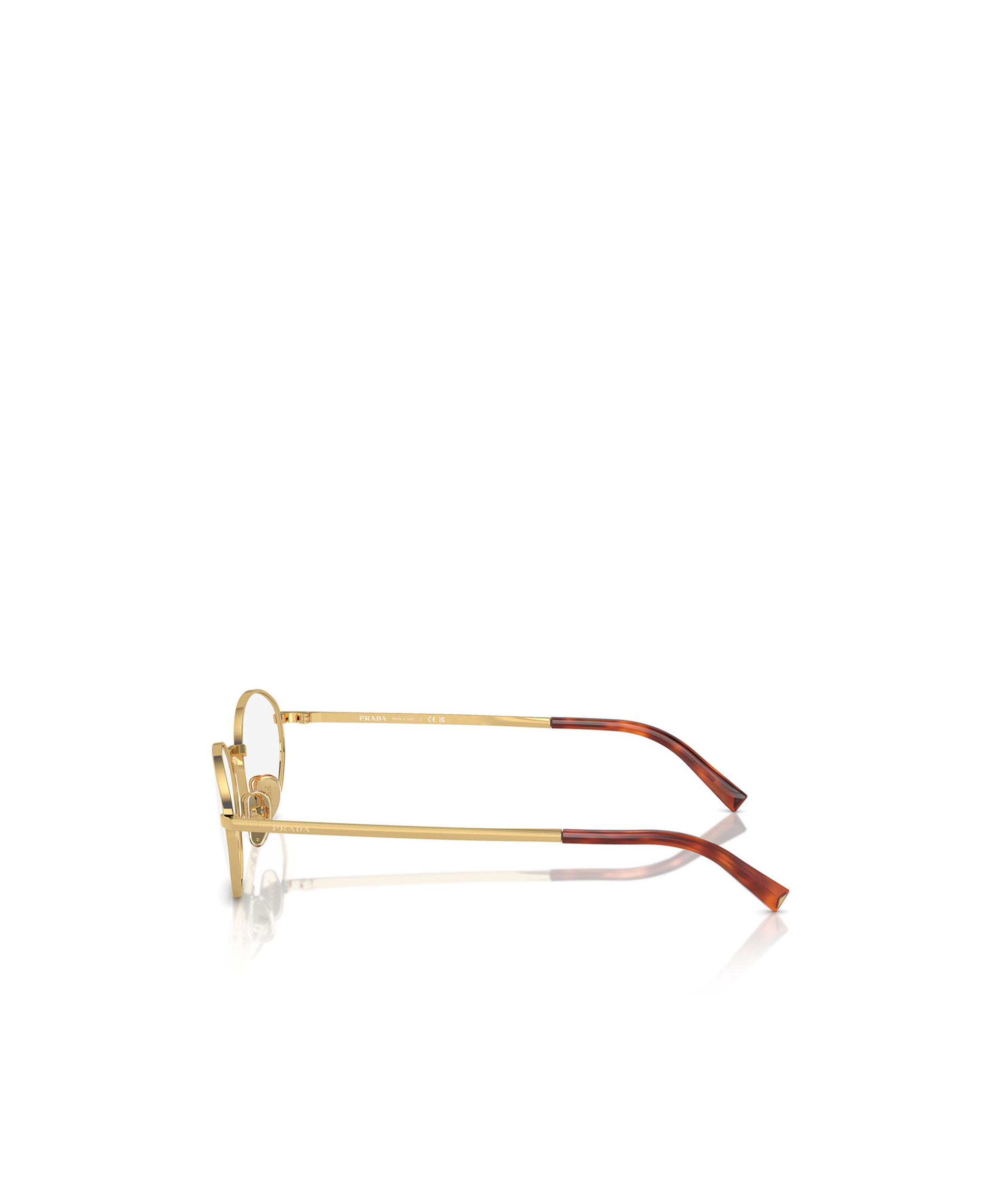 Prada Womens Gold Pr A50v Round-frame Metal Optical Glasses In Nude