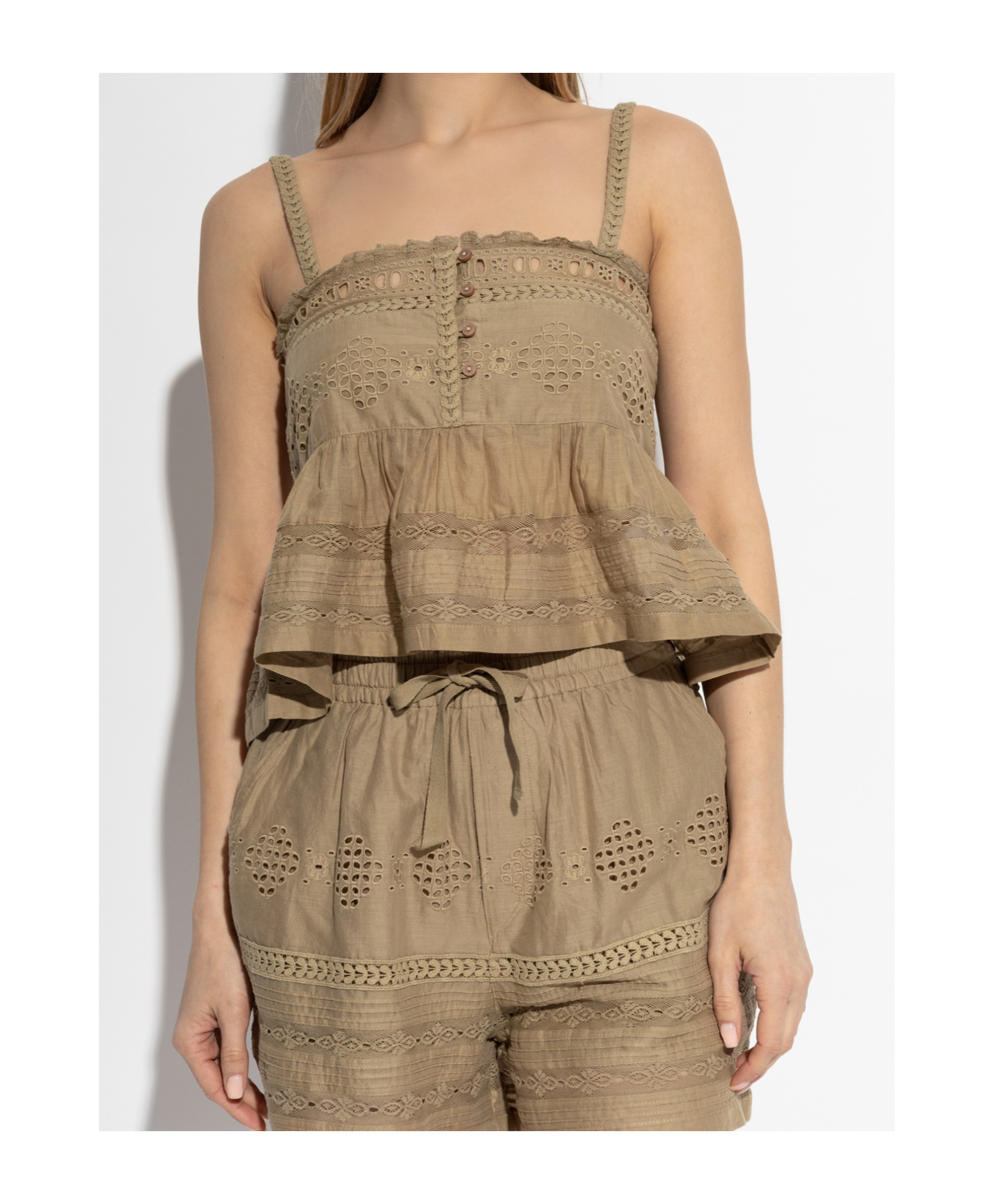Isabel Marant Étoile Isabel Marant Etoile Embroidered Khaki Denys Tank Top In Brown