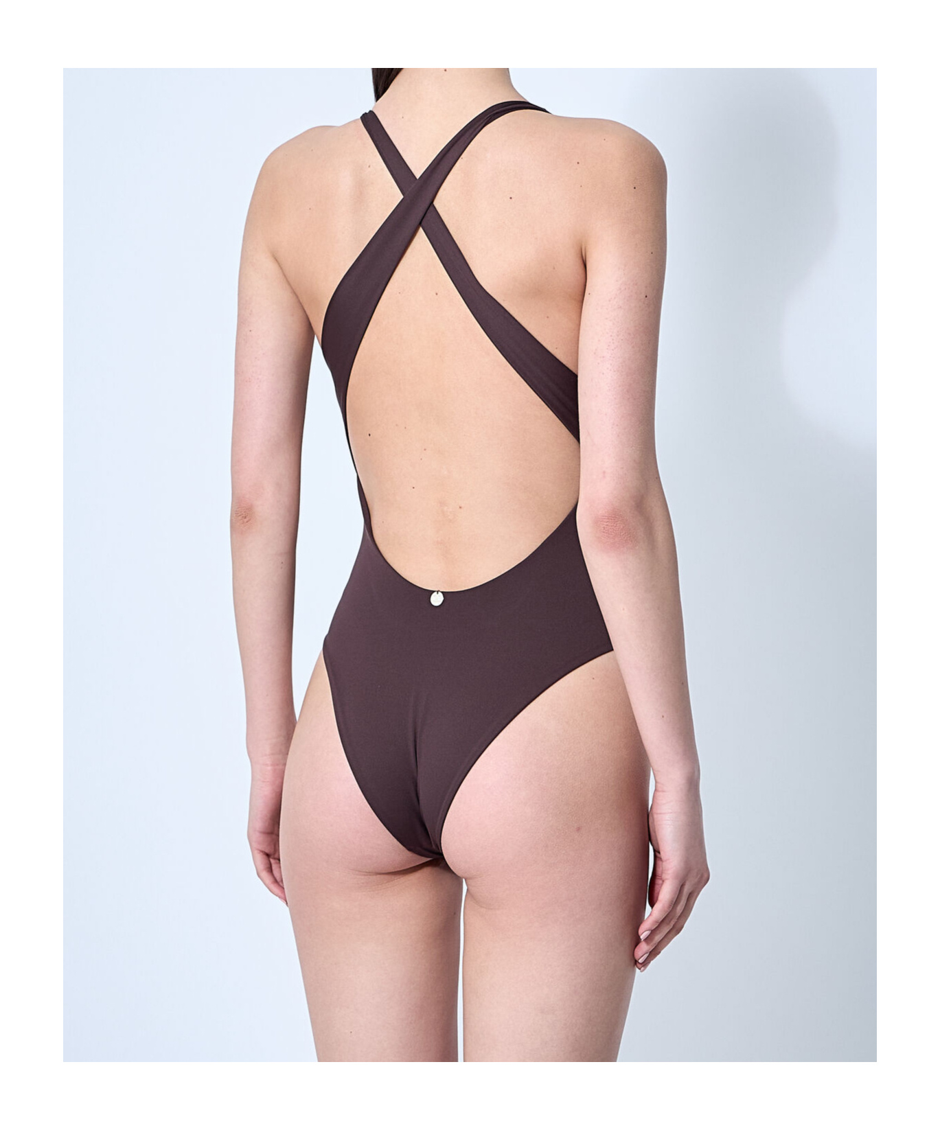 Max Mara Women Cristel Belted Swimsuit In Brown