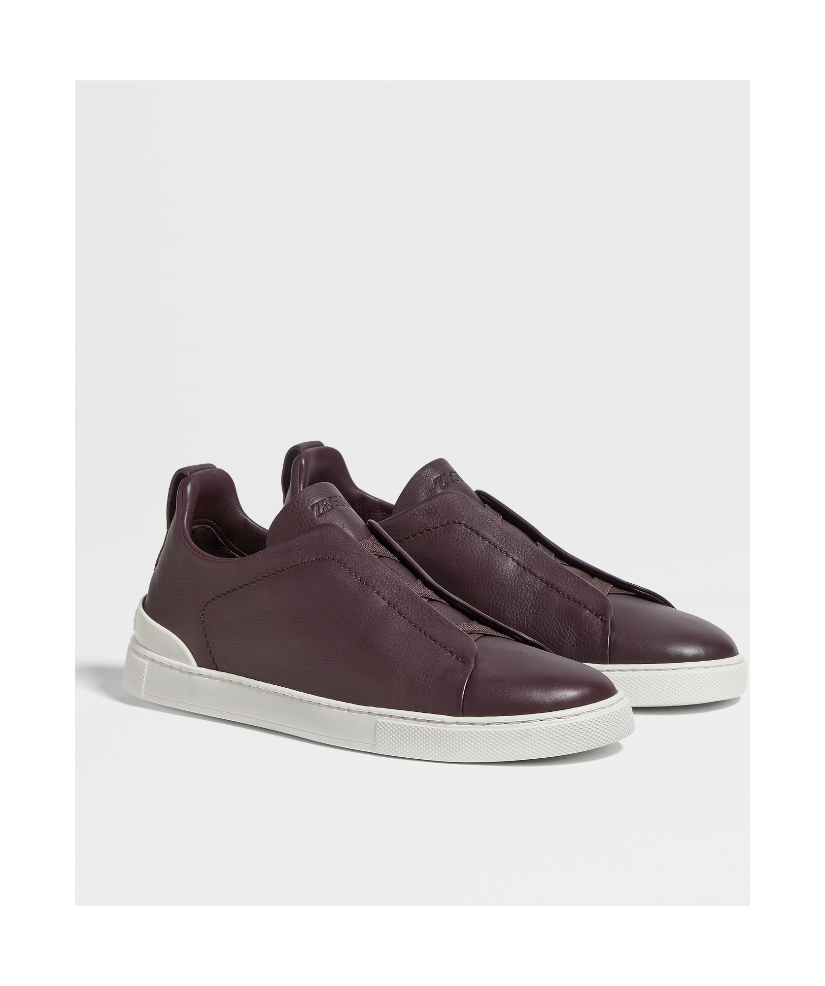 Zegna Triple Stitch Secondskin Sneakers In Dark Brown In Purple