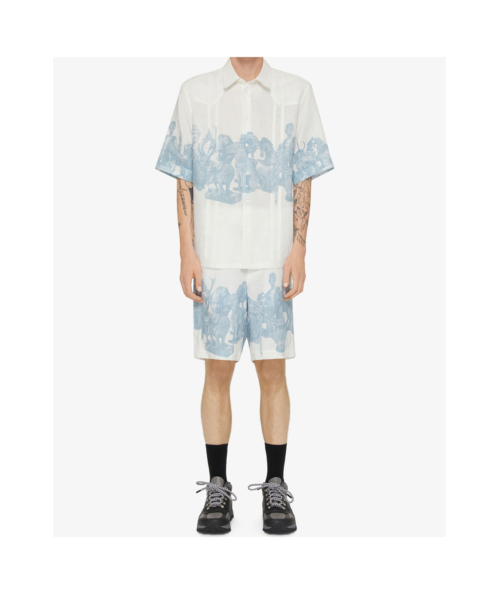 Givenchy Shirt In Linen With Hubert Objects Print In White